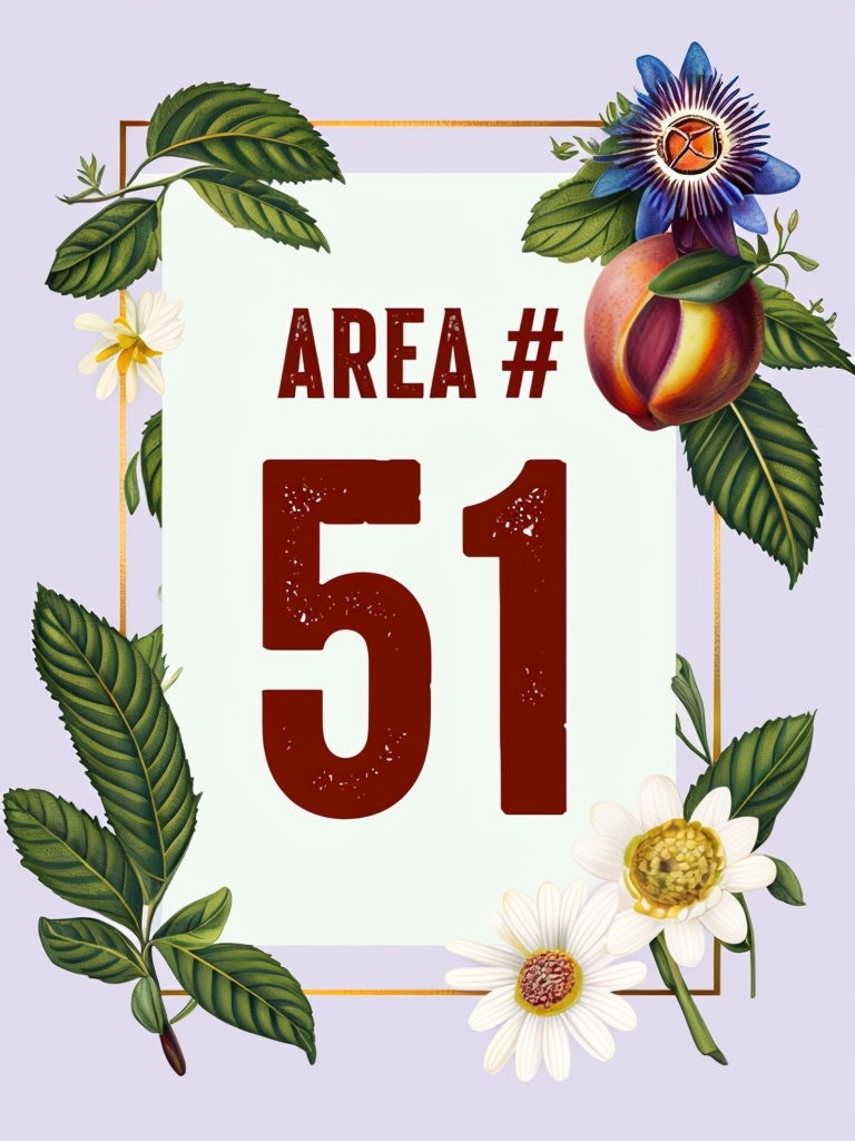 Modern Botanical Area 51 Sign with Flowers and Leaves Design Event Sign