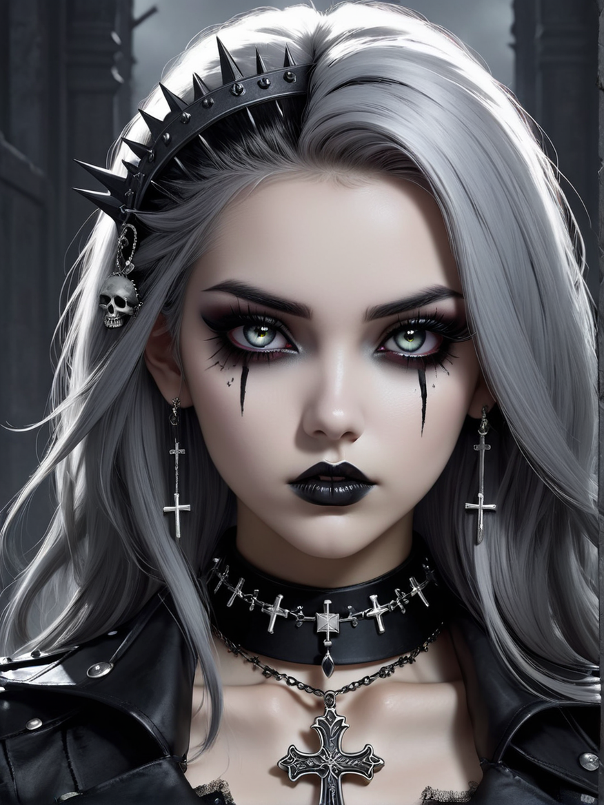 Gothic style digital render of a solitary girl with a spiked... by ...