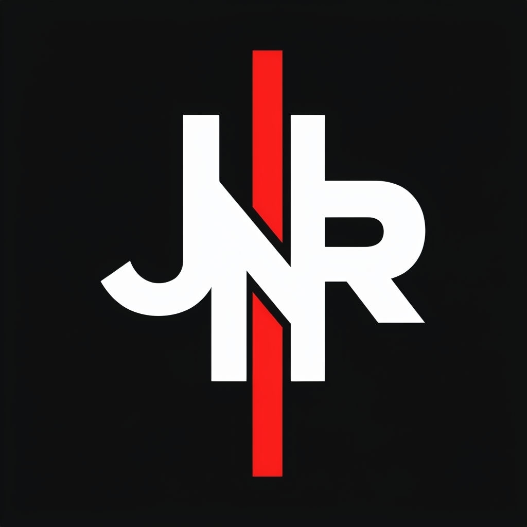 Bold Minimalist JNR Logo Design with Red Accent T-Shirt