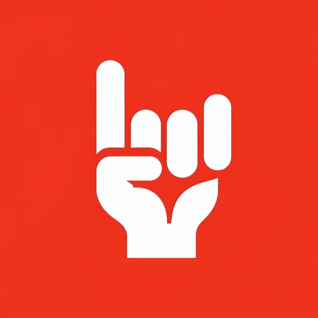 Vibrant Red Minimalist Rock On Gesture Logo