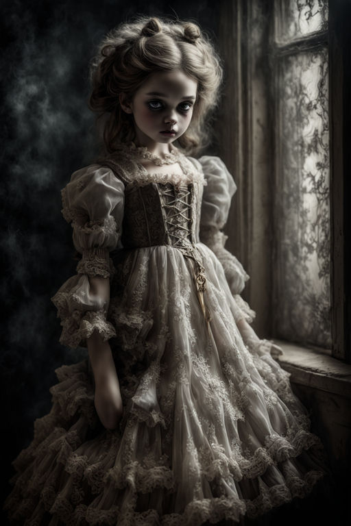 Gothic doll girl imagining herself as an enigmatic entity in... by ...