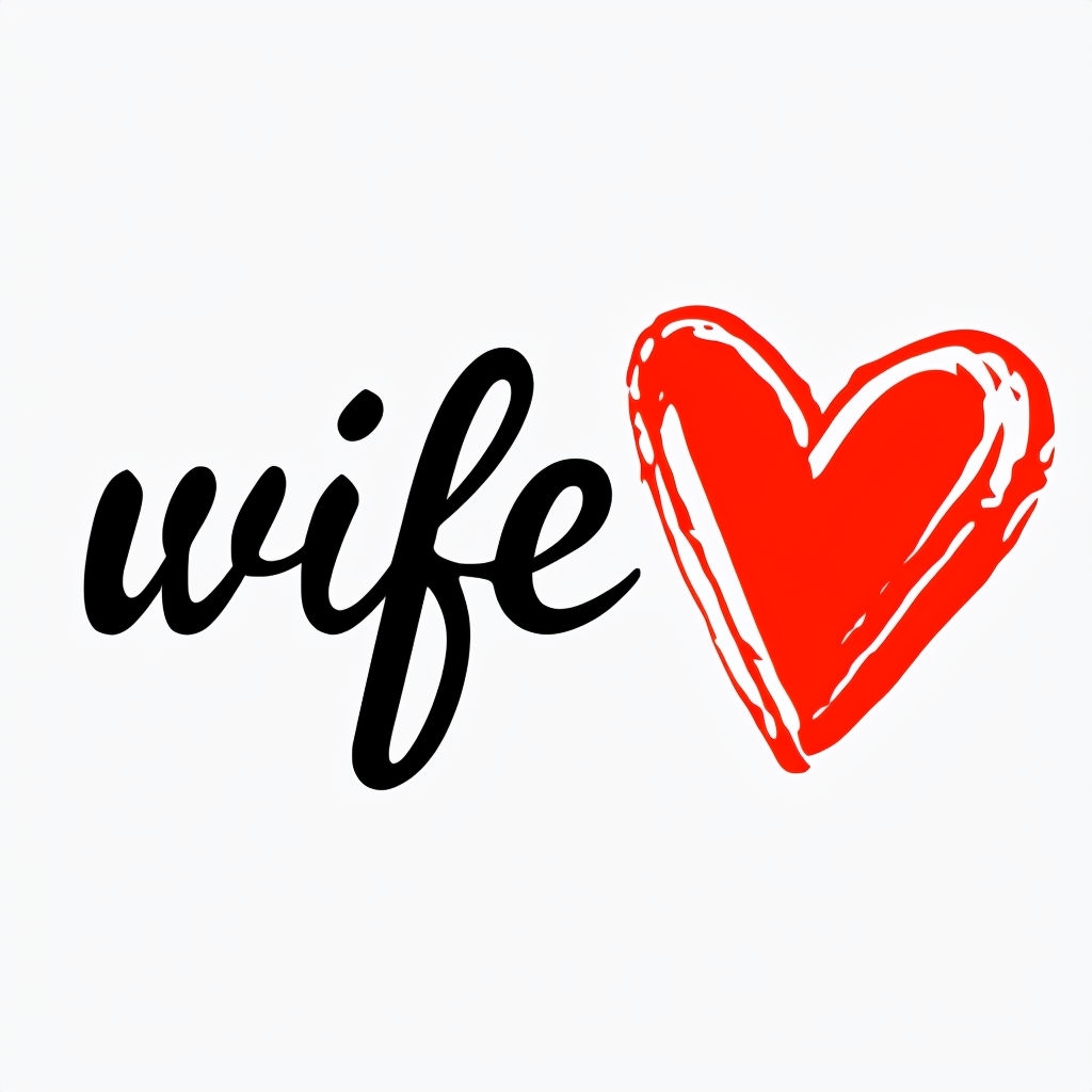 Minimalist Handwritten Wife Text with Red Heart Mug