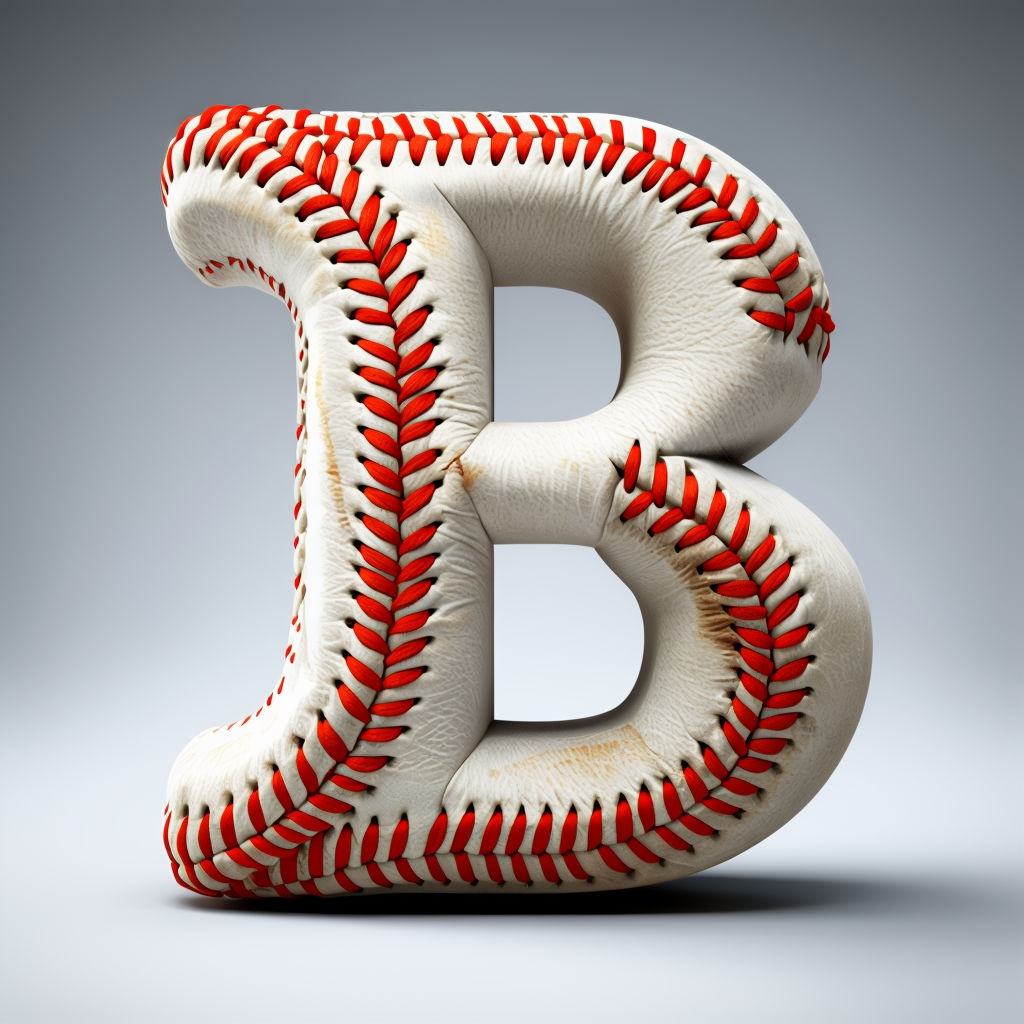 Realistic 3D Baseball Leather Letter B Art for Home Decor Poster