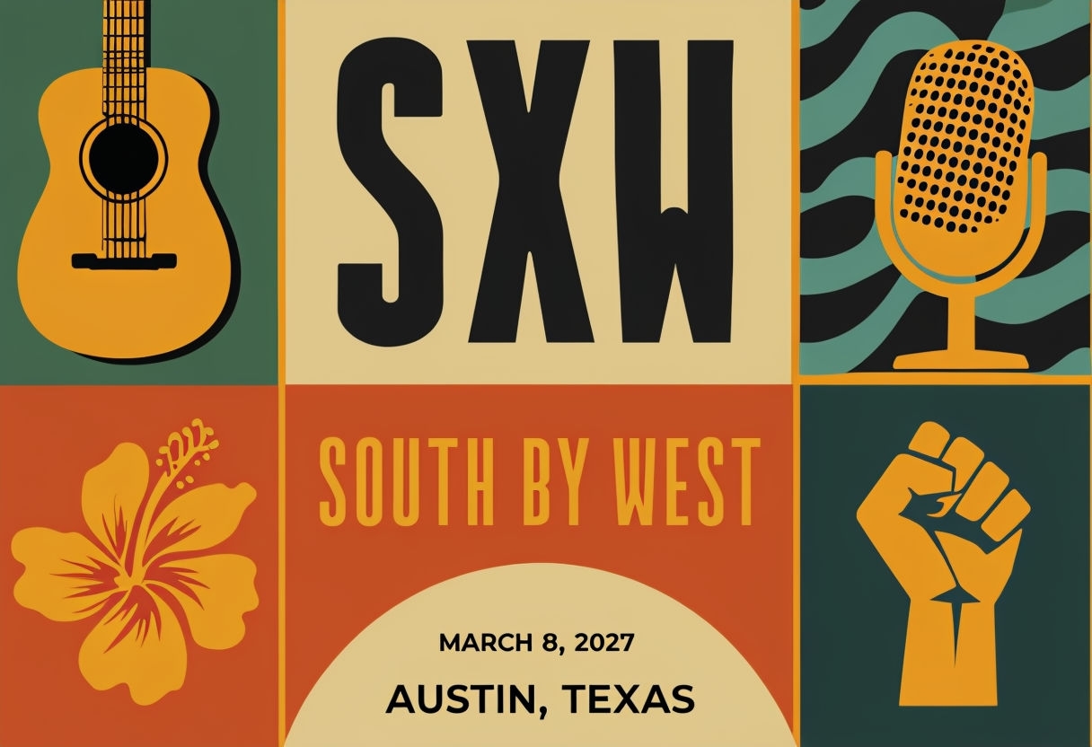 Retro SXW Music Festival Promotional Poster Design