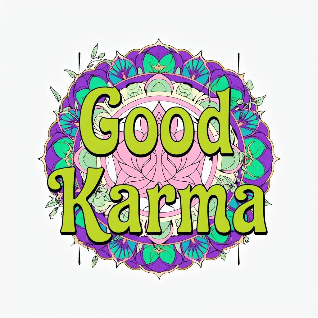 Good Karma Hippie Mandala Floral Illustration Sticker