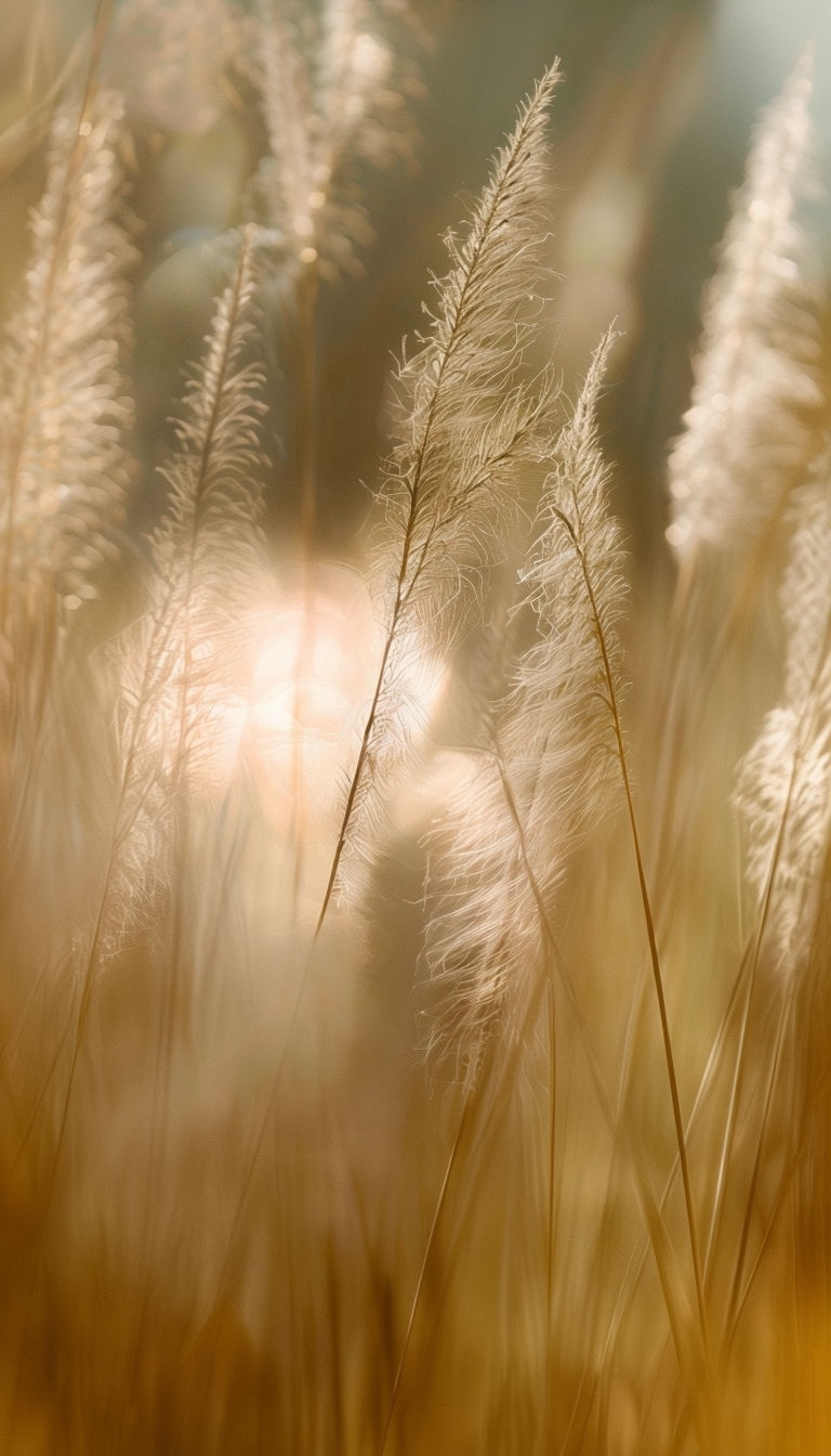 Soft Textured Natural Landscape with Grasses and Sunlight Mobile Wallpaper