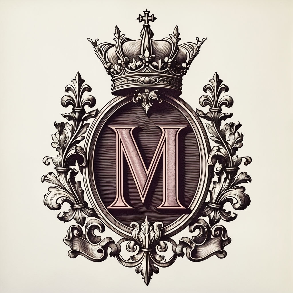 Elegant Vintage Heraldic Monogram Emblem with Crown Design Monogram