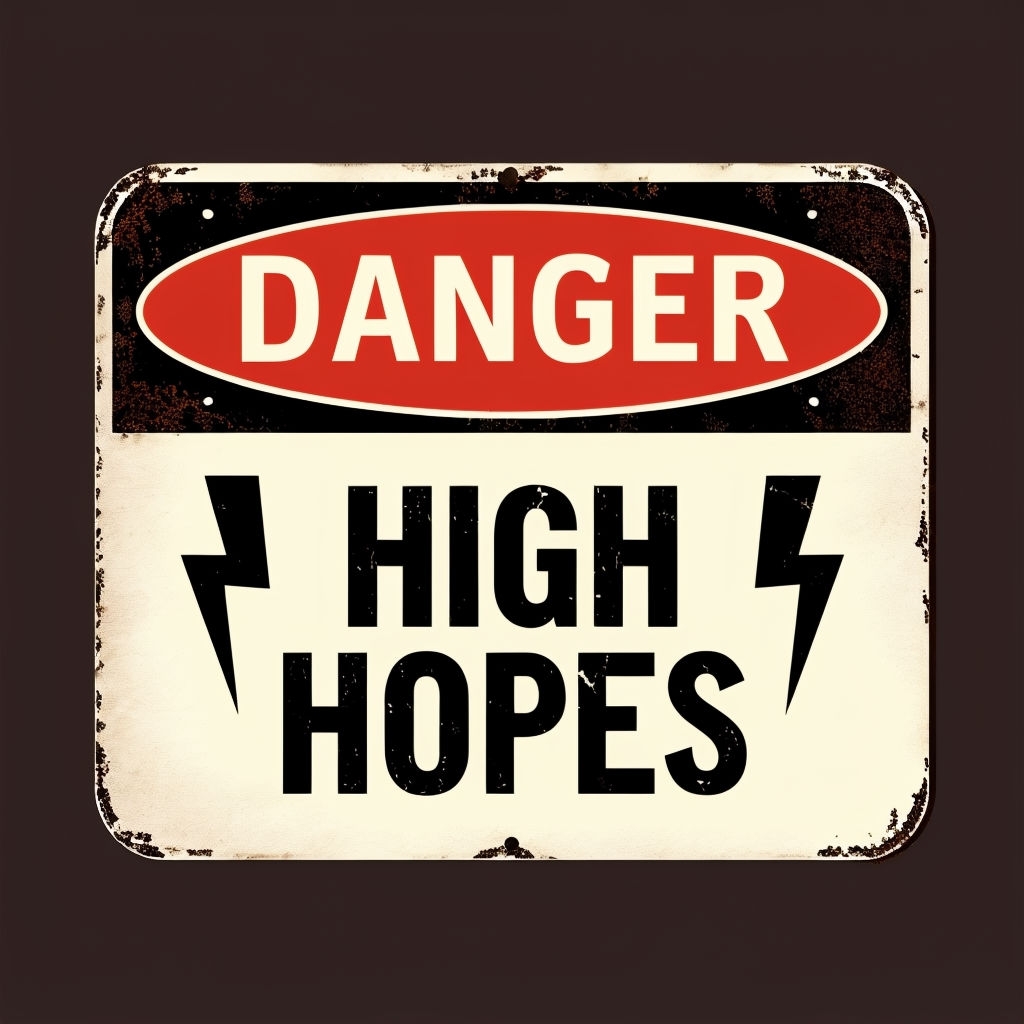 Vintage Danger Sign with High Hopes and Lightning Bolts Sticker