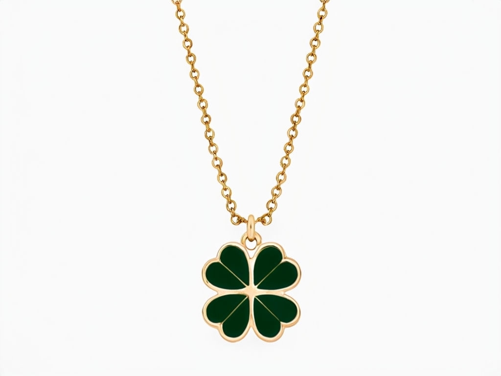 Elegant Gold Chain Necklace with Four-Leaf Clover Pendant T-shirt