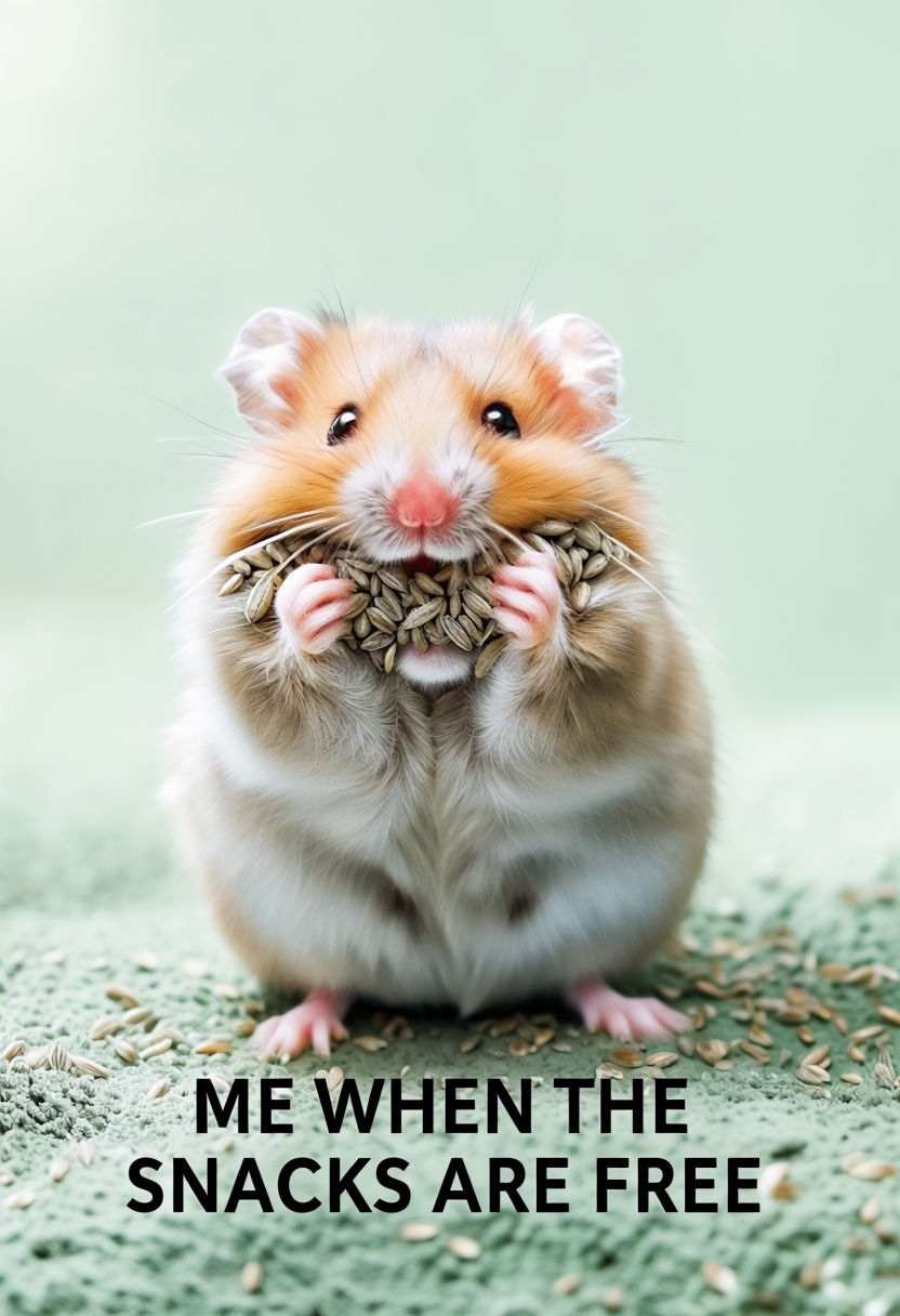 Adorable Hamster Stuffing Cheeks with Free Snacks Meme