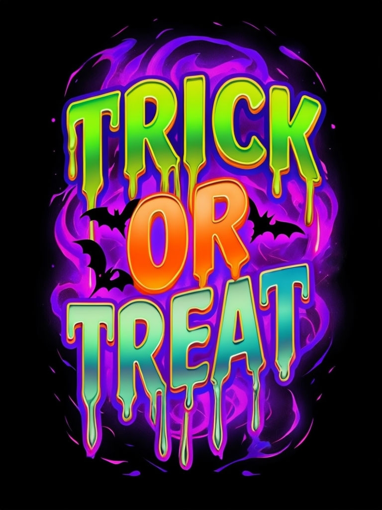 Vibrant Trick or Treat Halloween Design T-Shirt