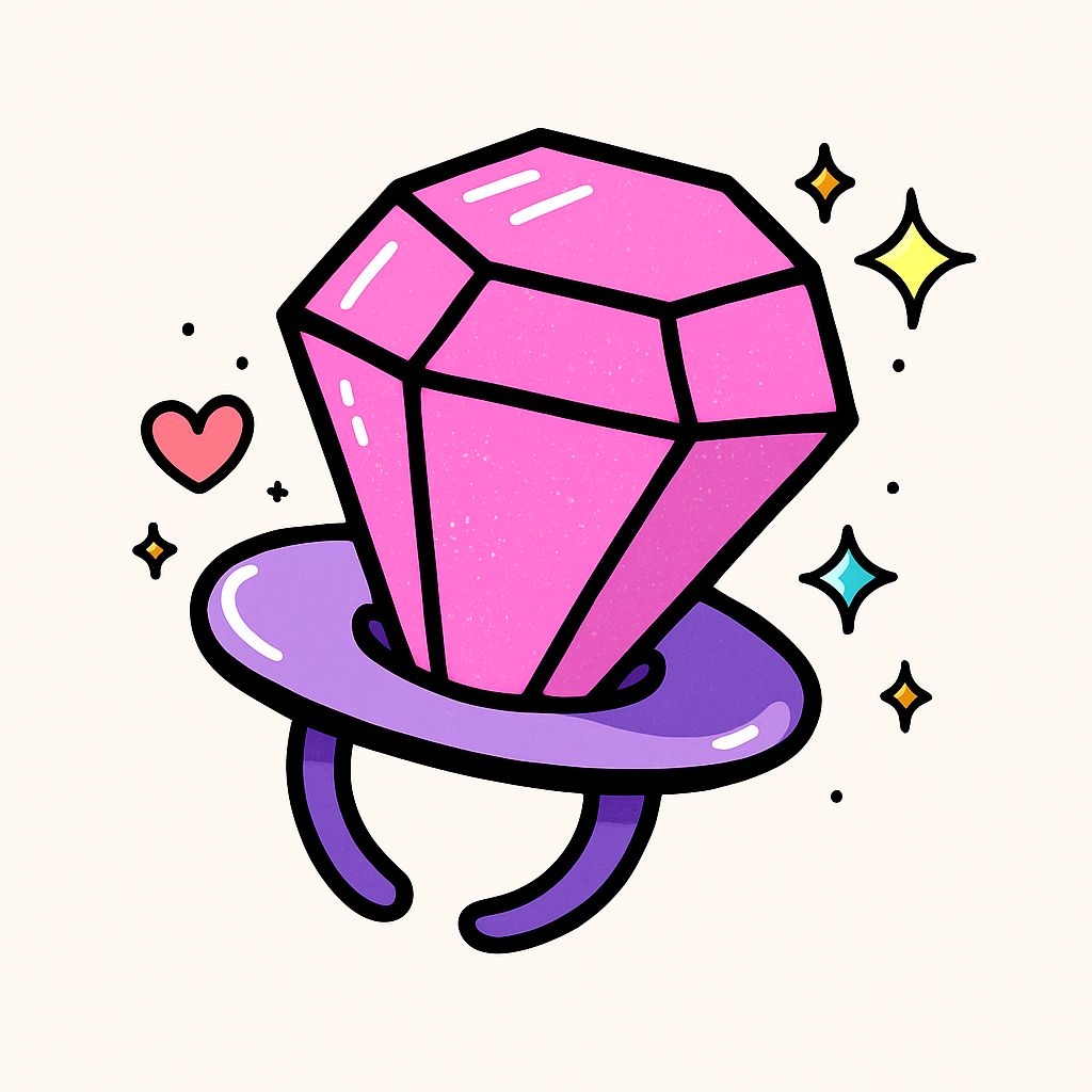 Playful Pink Diamond Gemstone Illustration with Sparkles Sticker