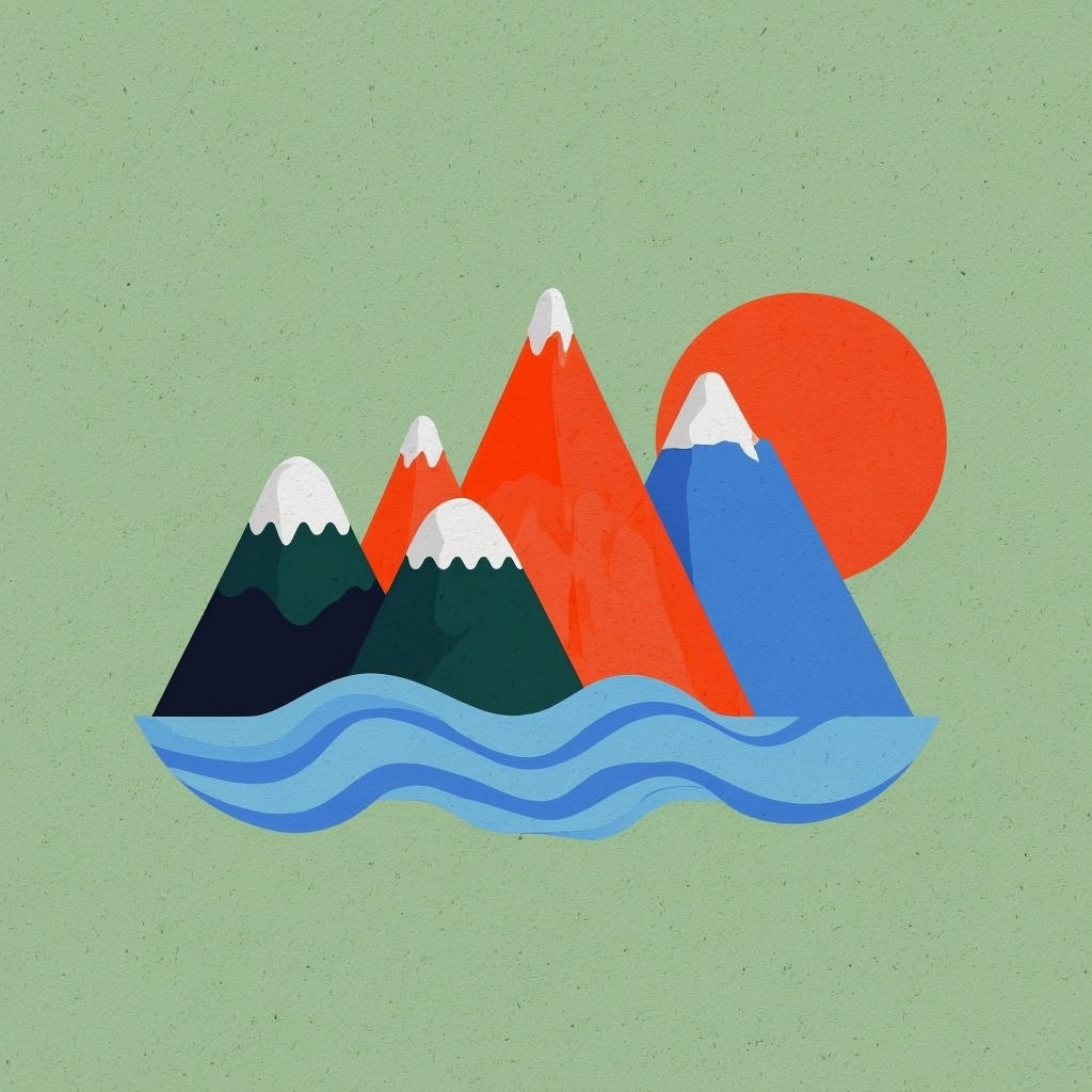 Minimalist Mountain Landscape with Abstract Waves T-shirt
