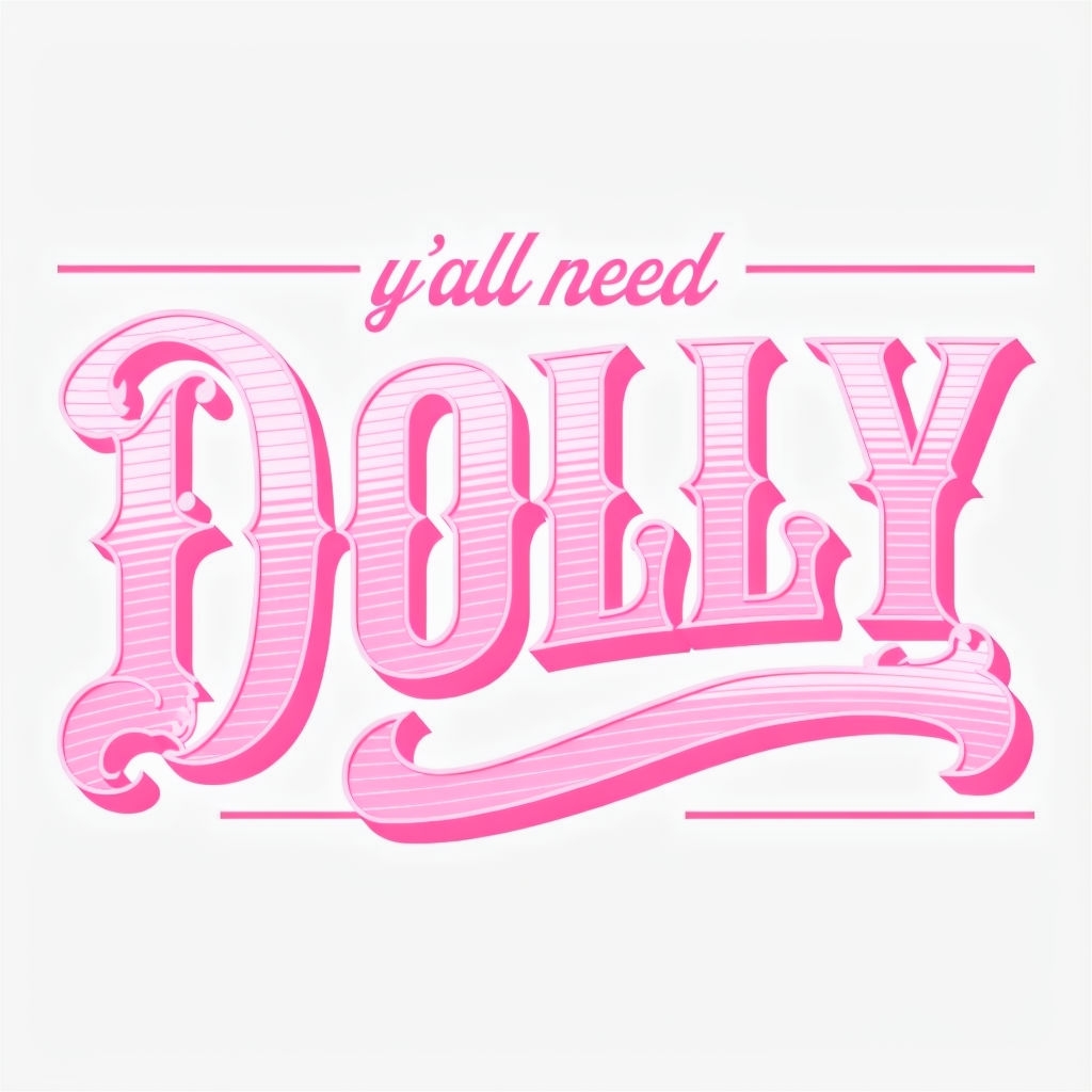 Playful Retro DOLLY Typography Design T-shirt