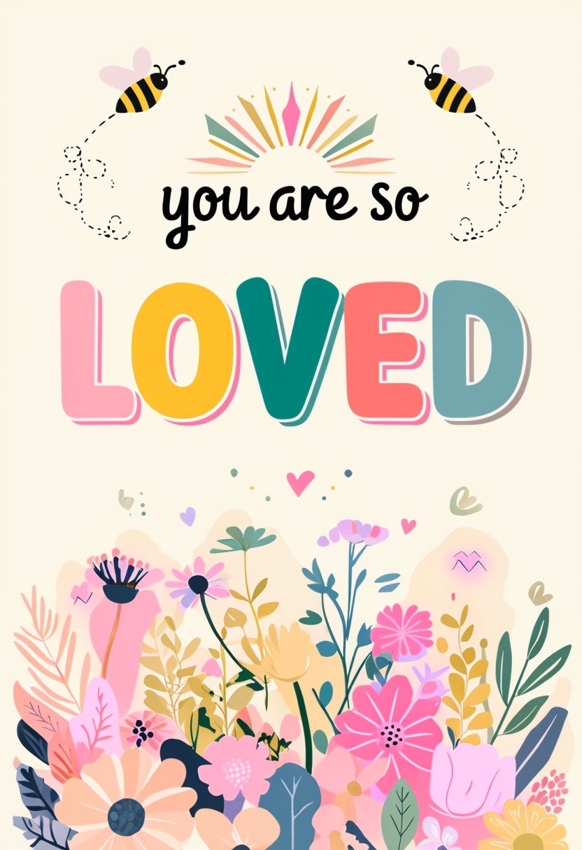 Cheerful You Are So LOVED Colorful Graphic Design Card Invite