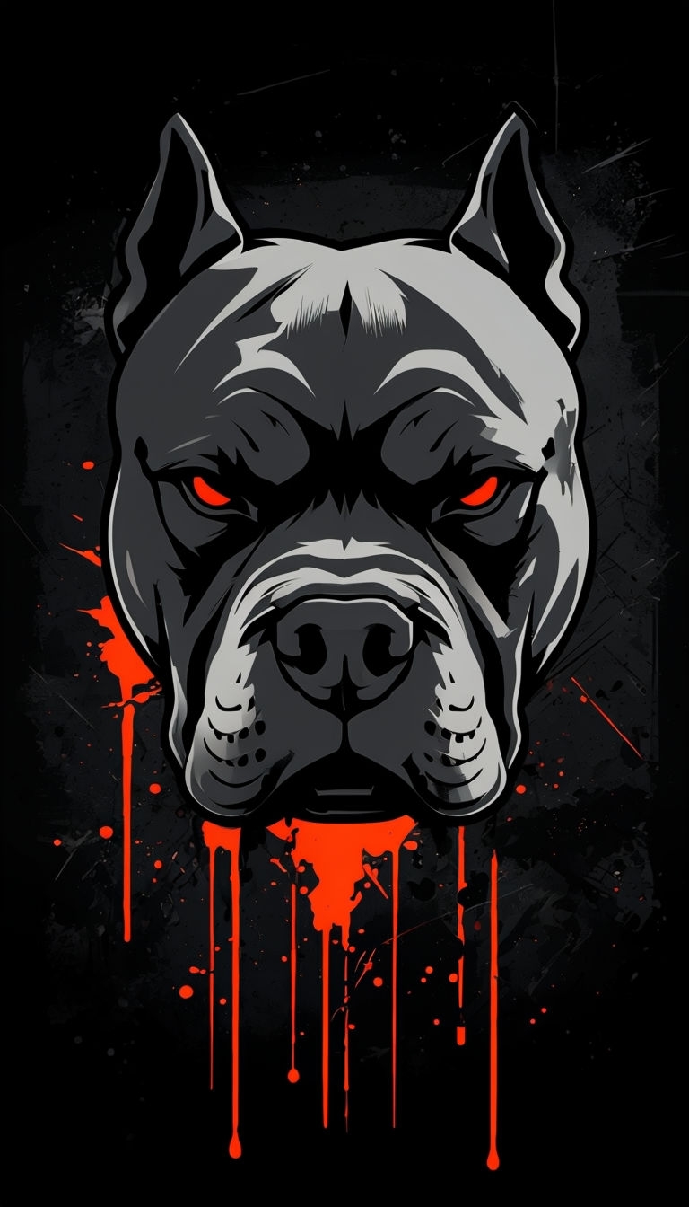 Ominous Stylized Pit Bull Face Art with Red Details Phone Case Cover