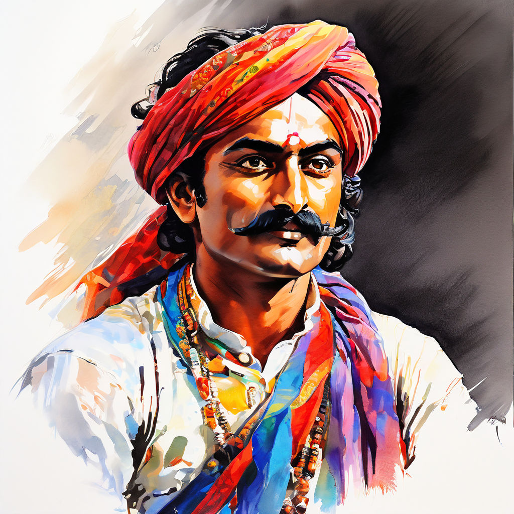 Vibrant and multicolor sketch of Mangal Pandey with crisp wh... by ...