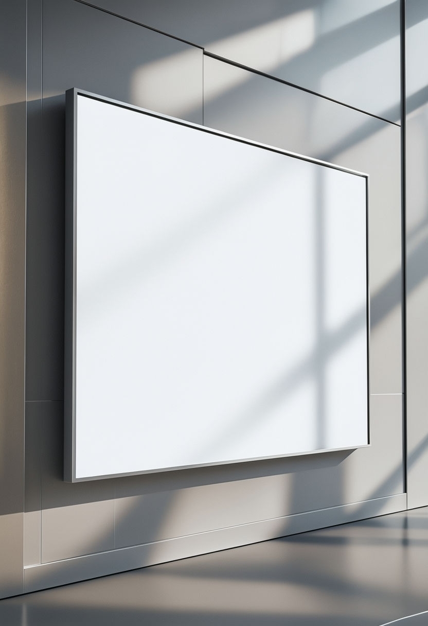 Photorealistic Digital Screen Mockup in Modern Interior Setting Mockup