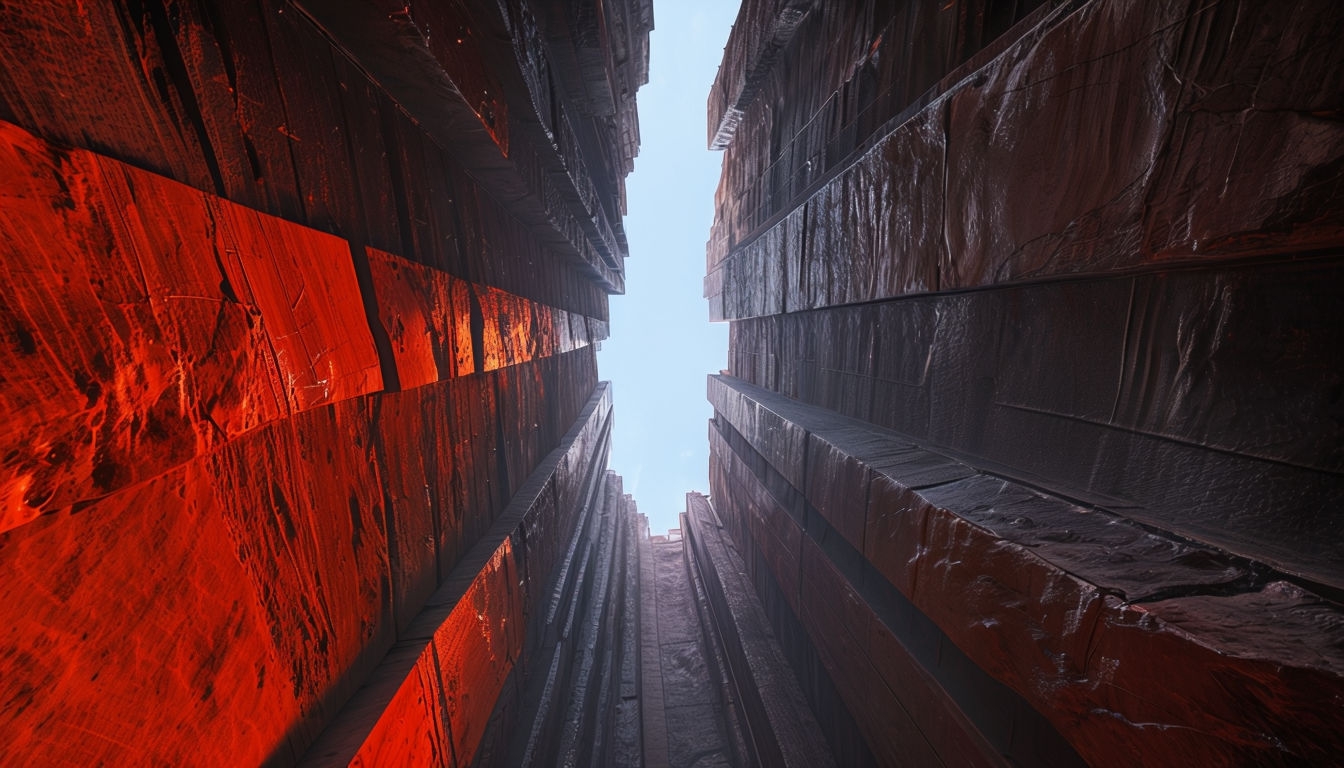 Dramatic Narrow Canyon Virtual Background with Textured Walls