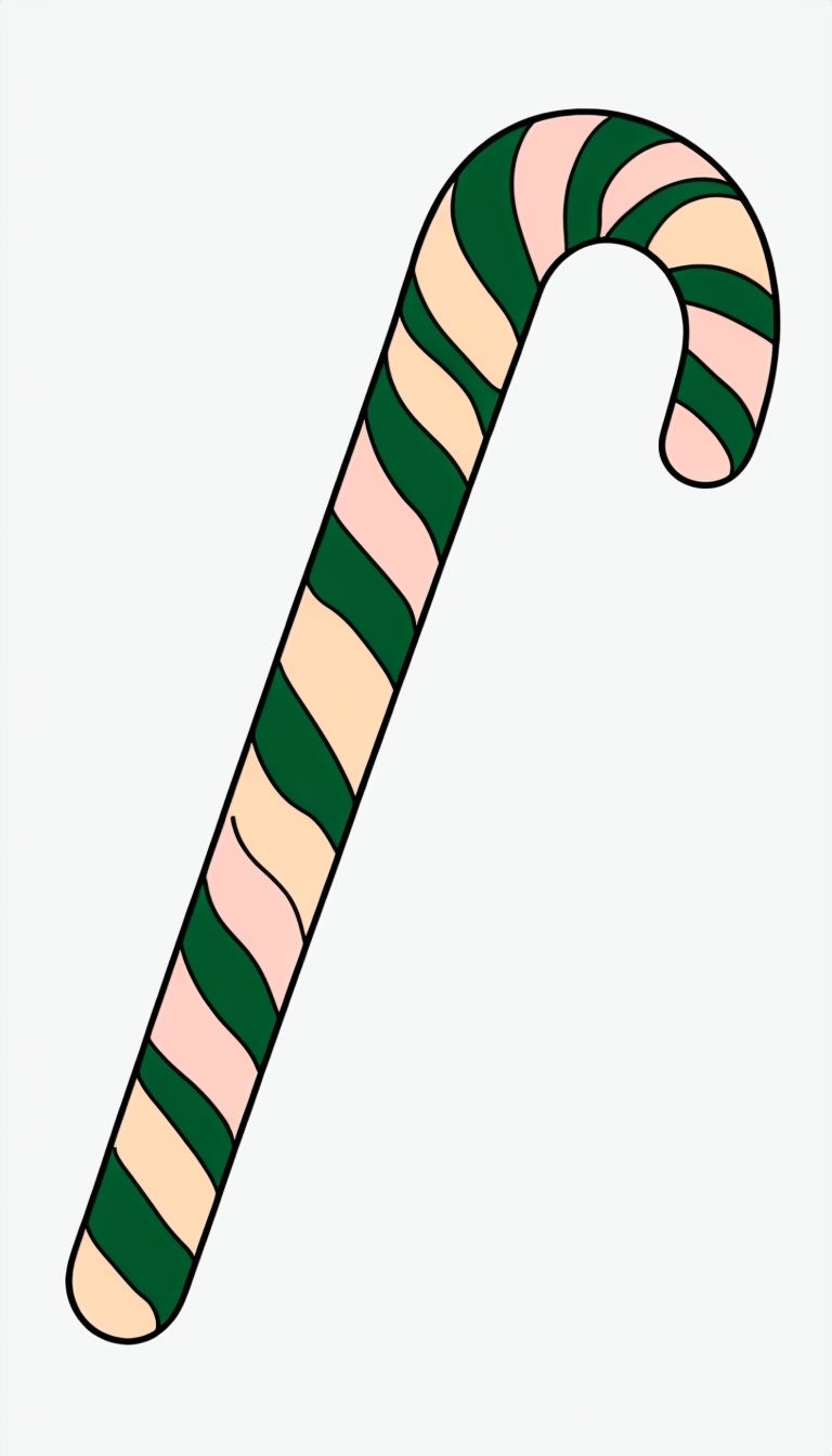 Festive Green and Peach Candy Cane Cartoon Phone Case Cover