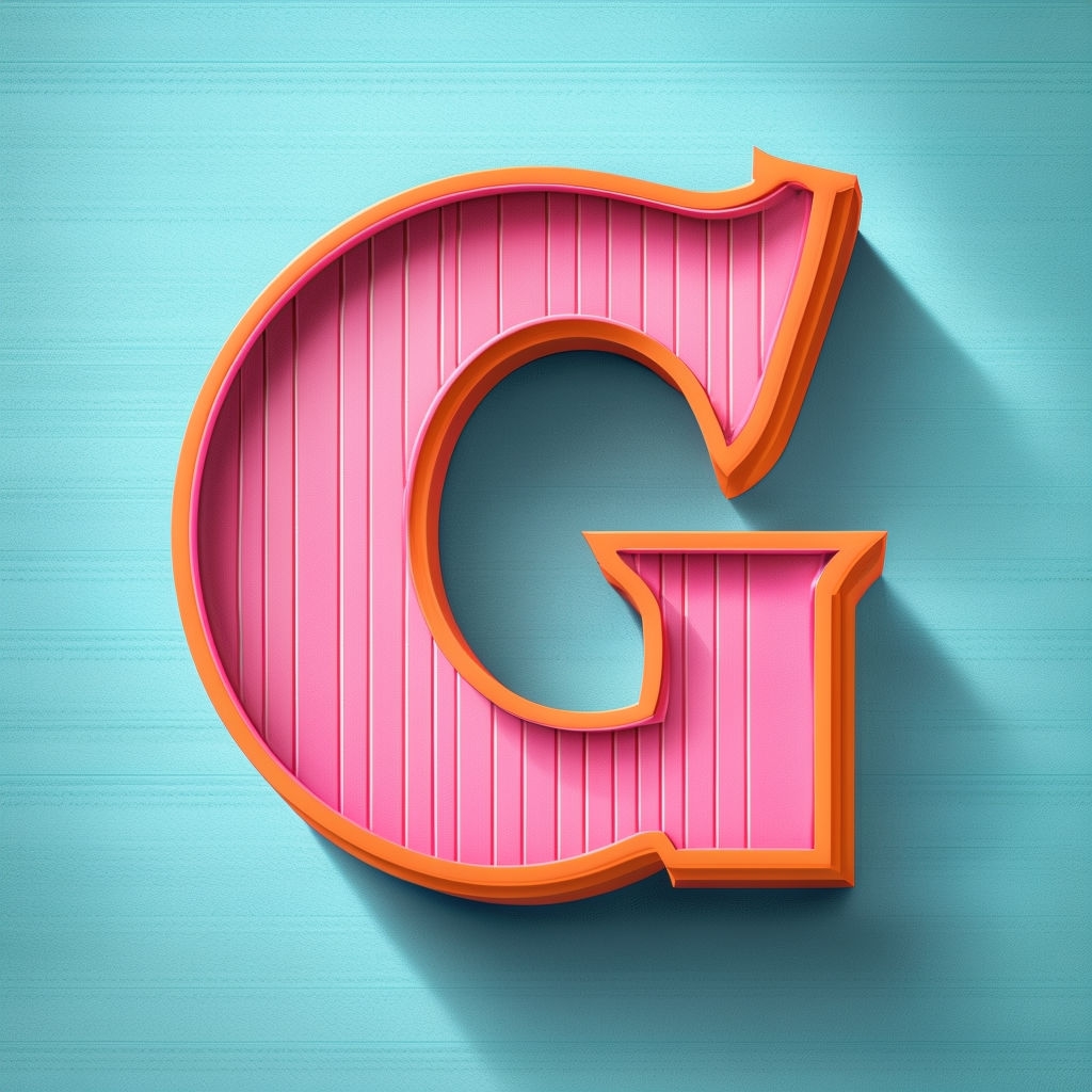 Bold Pink and Orange 3D Letter G Monogram Design
