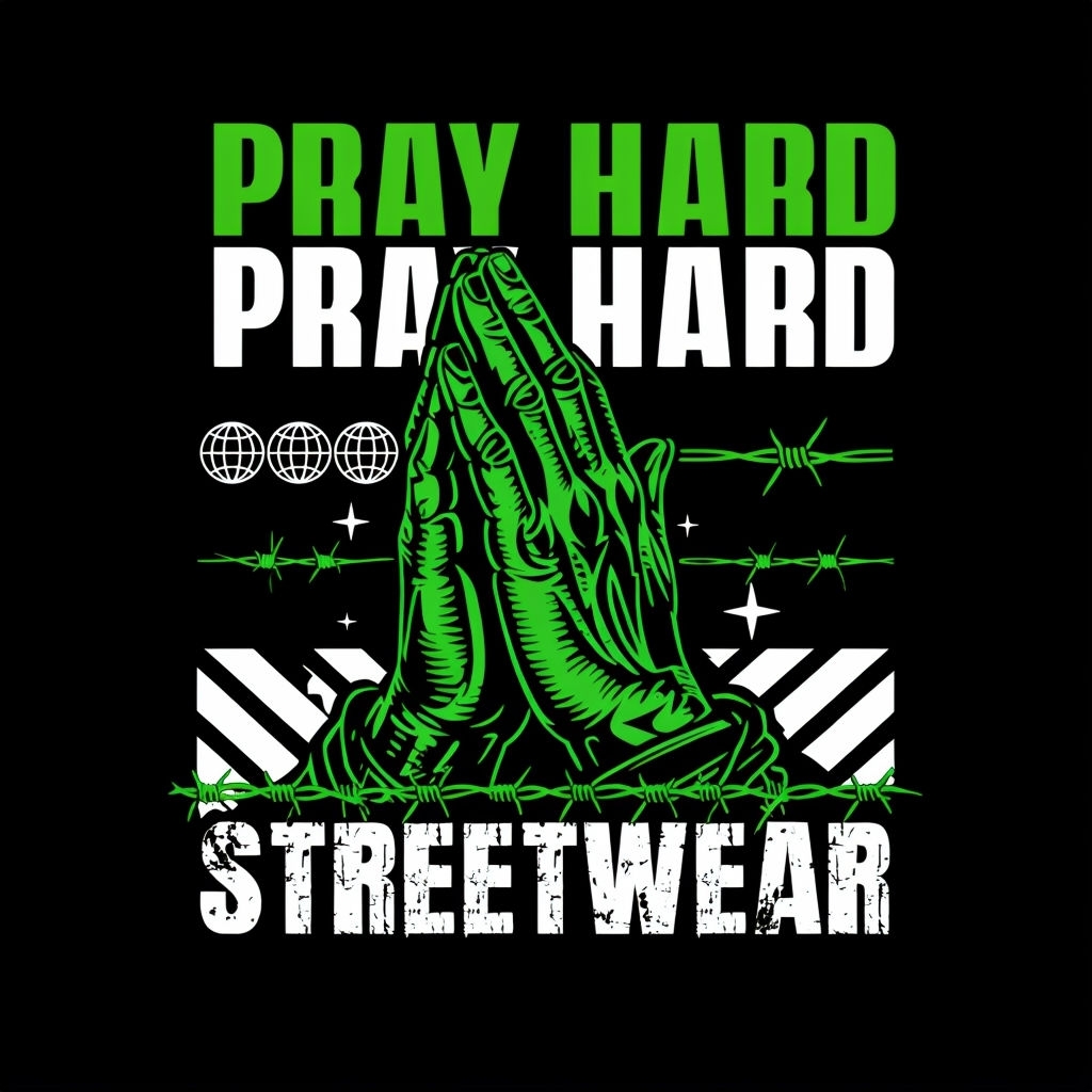 Bold Prayer Hands Graphic Design T-Shirt for Urban Streetwear