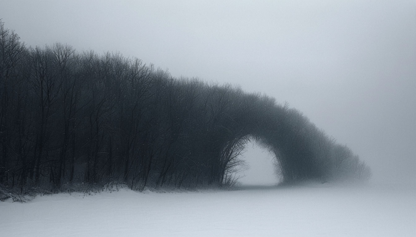 Somber Snowy Forest Landscape Monochrome Virtual Background