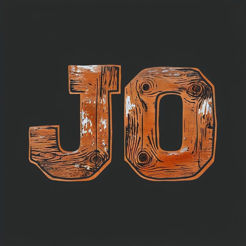 Rustic Wooden Textured JO Monogram Illustration