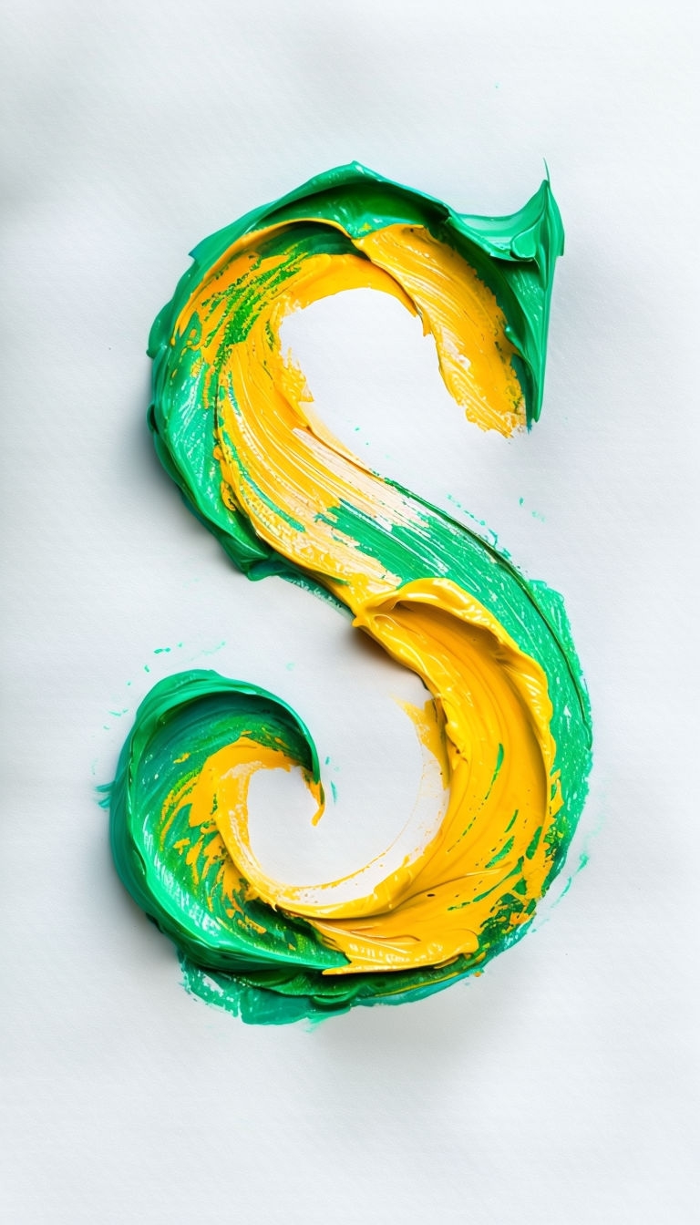 Vibrant Textured Emerald Green and Golden Yellow Letter S Phone Case Cover