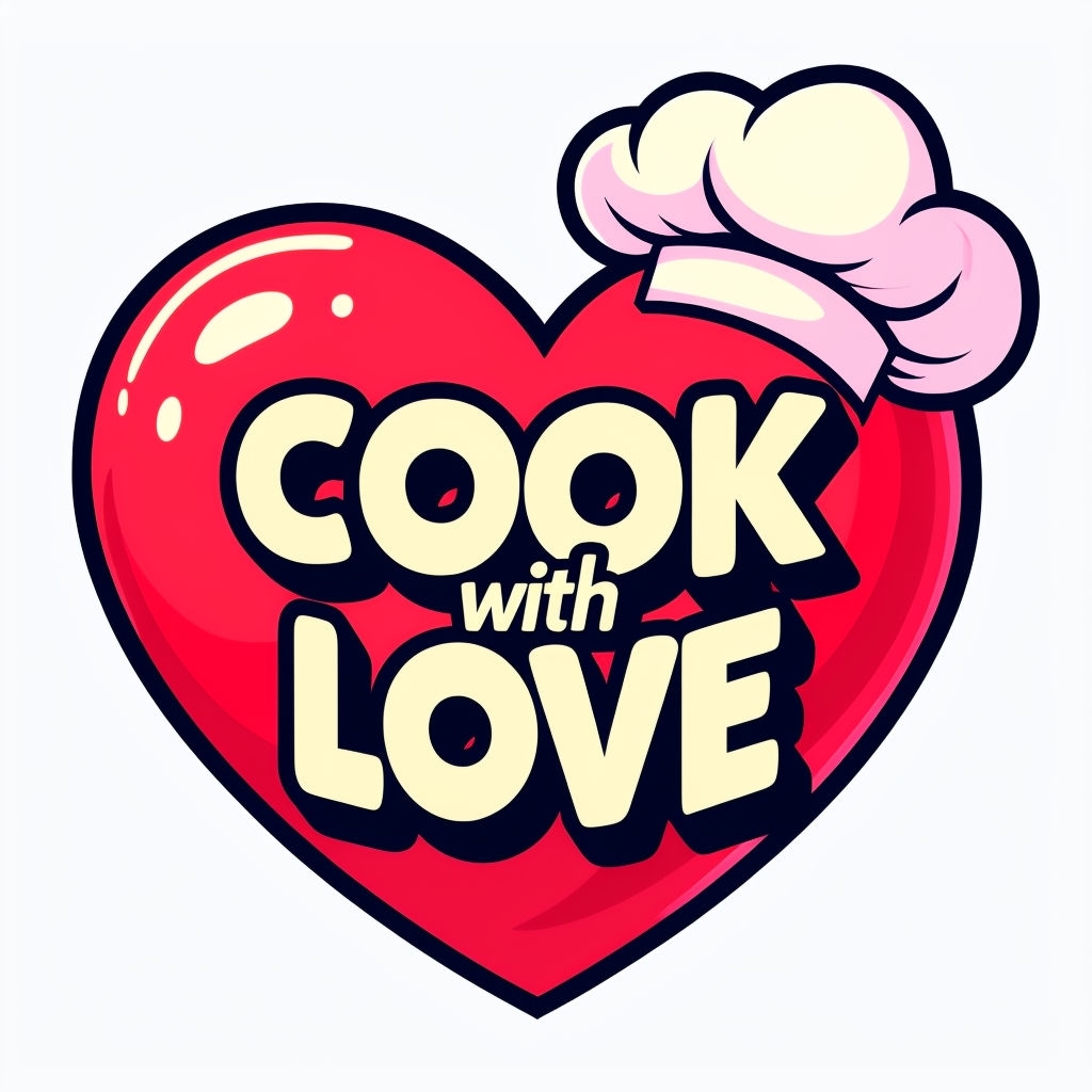 Vibrant Heart with Cook with Love Text and Chef Hat Sticker