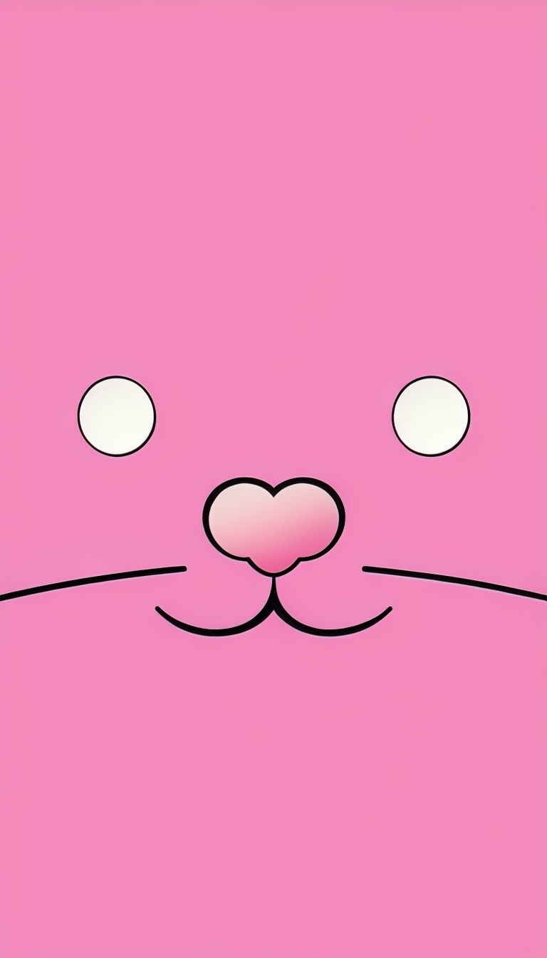 Stylish Minimalist Pink Cartoon Cat Face Phone Case Cover