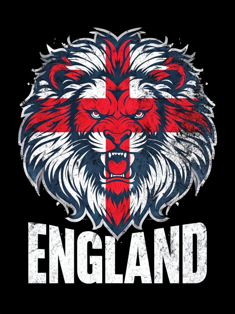 Fierce English Lion Graphic with St. George's Cross T-Shirt