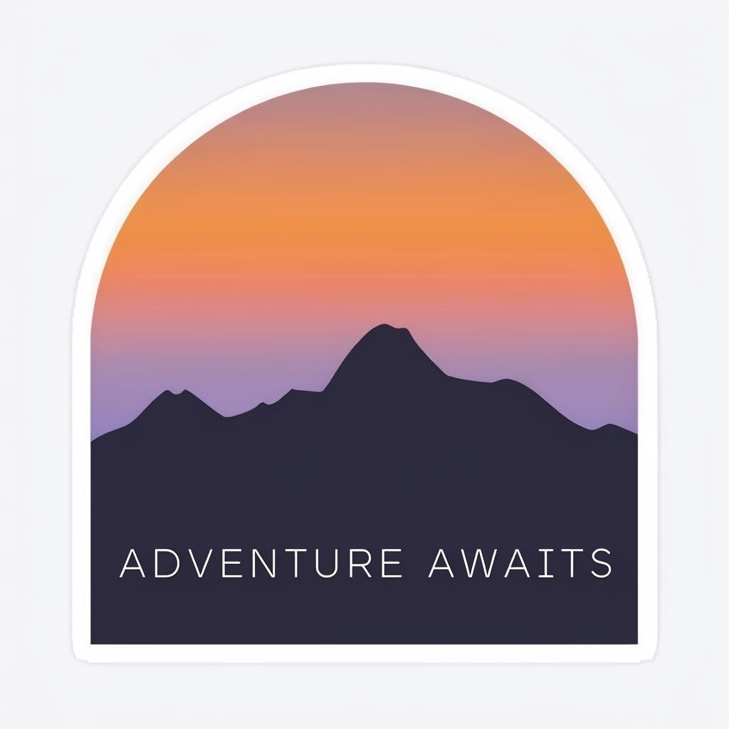 Minimalist Mountain Range Adventure Awaits Sticker