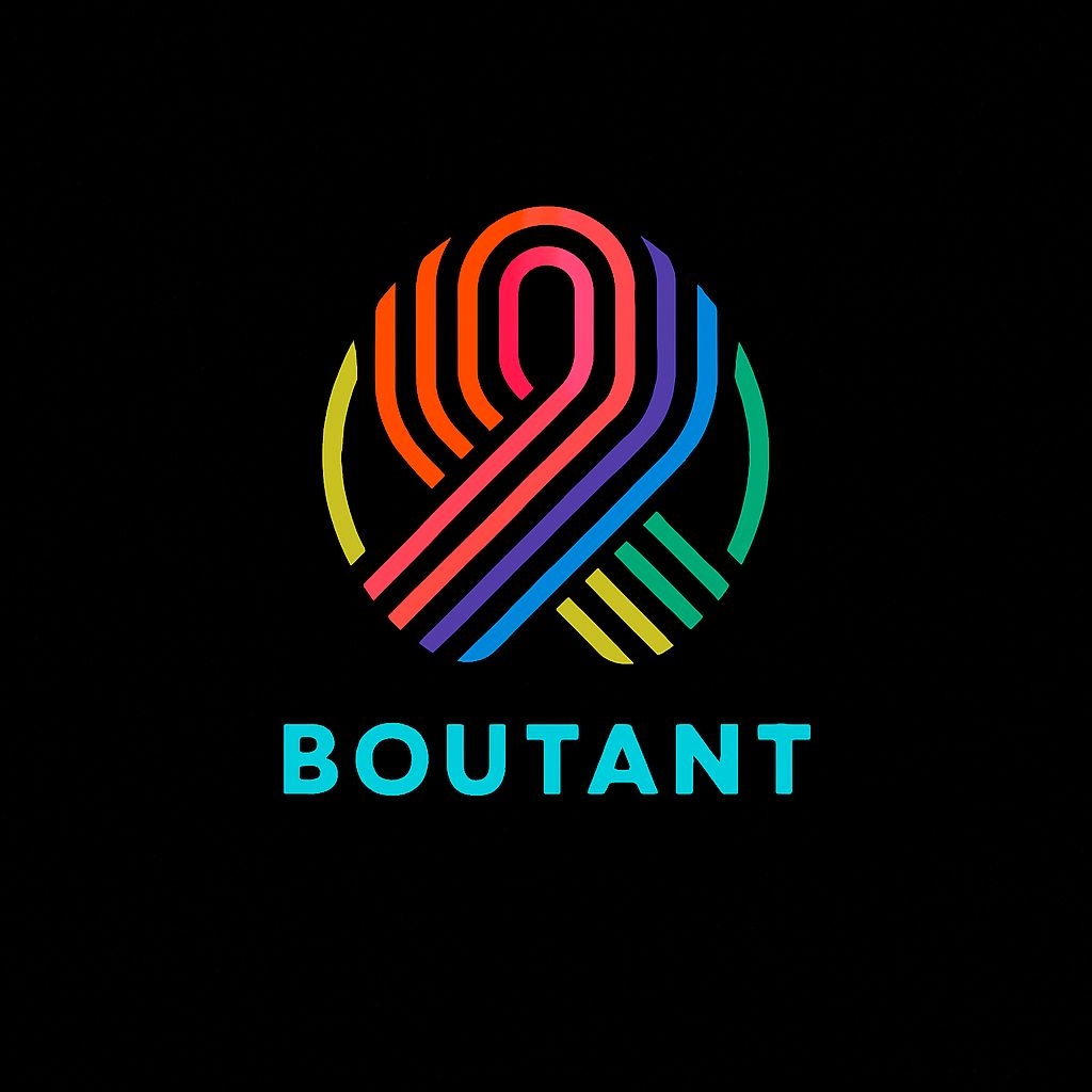 Vibrant Modern Geometric Logo Design for BOUTANT Brand Logo