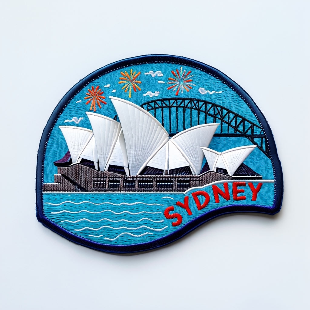Brightly Colored Sydney Opera House Embroidered Patch for Hats