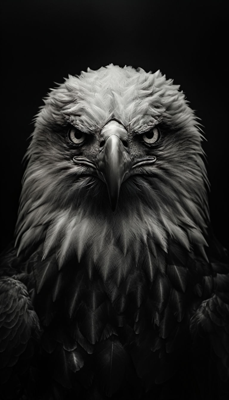 Intense Black and White Close-Up of an Eagle's Head Art