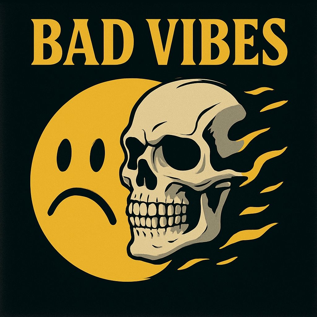 Bad Vibes Smiley and Skull Graphic Design Album Cover