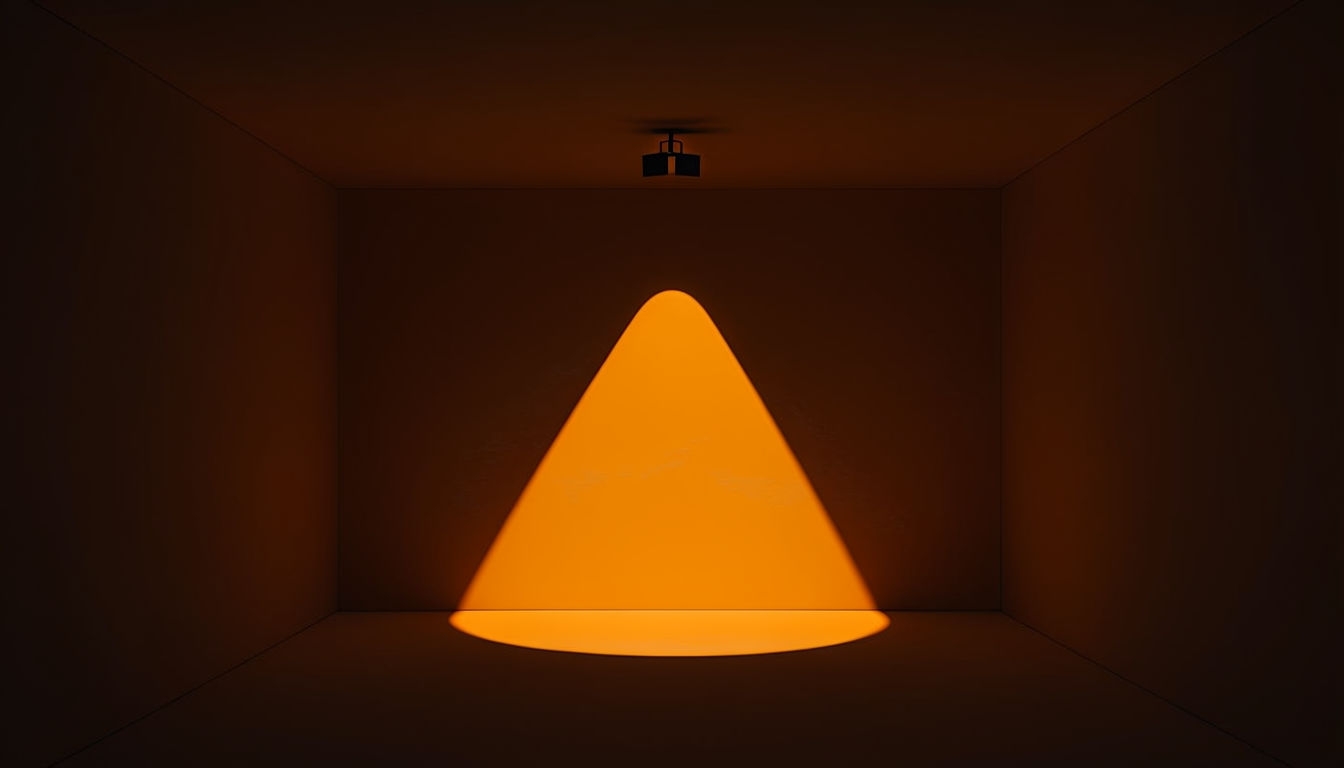 Dramatic Minimalist Amber Light Abstract Room Virtual Background