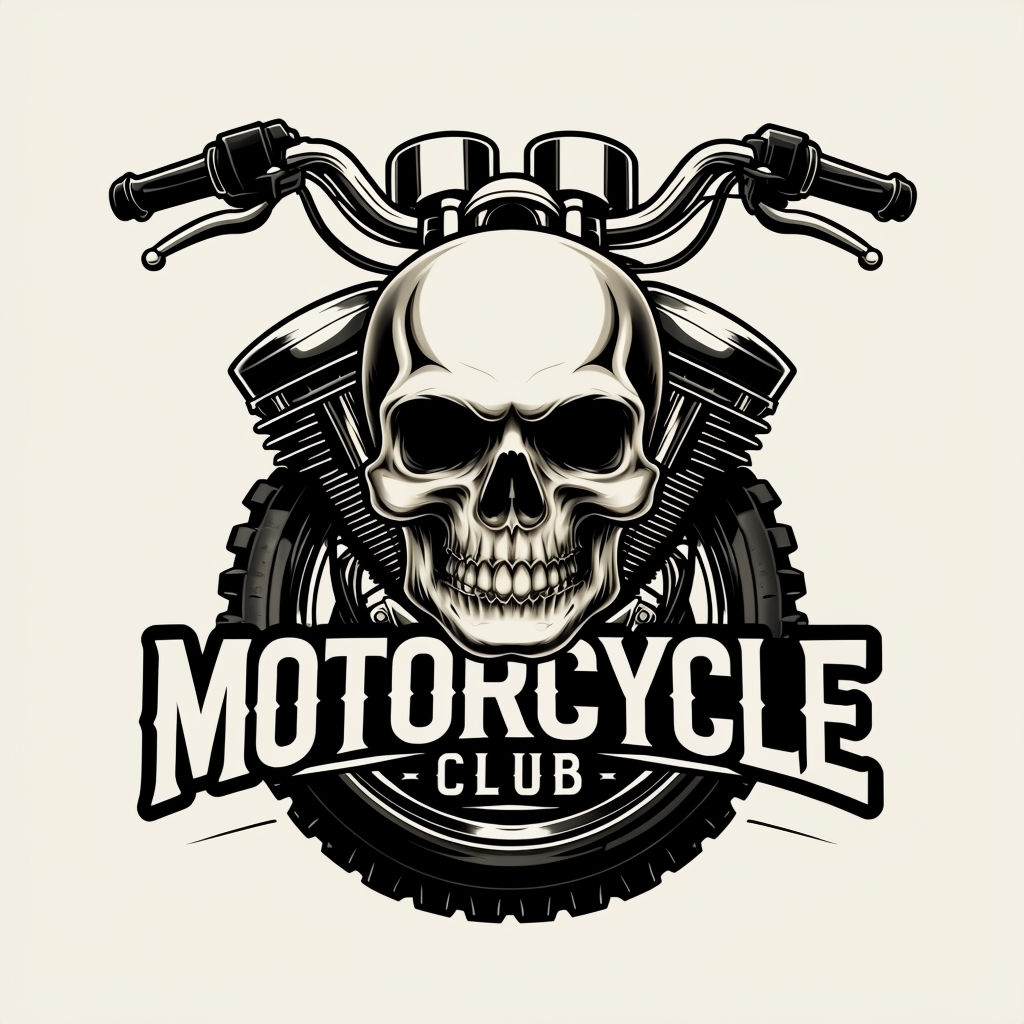 Bold Skull Motorcycle Club Graphic Design Art