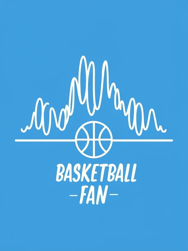 Stylish Minimalist Basketball Fan Design on Sky Blue T-Shirt
