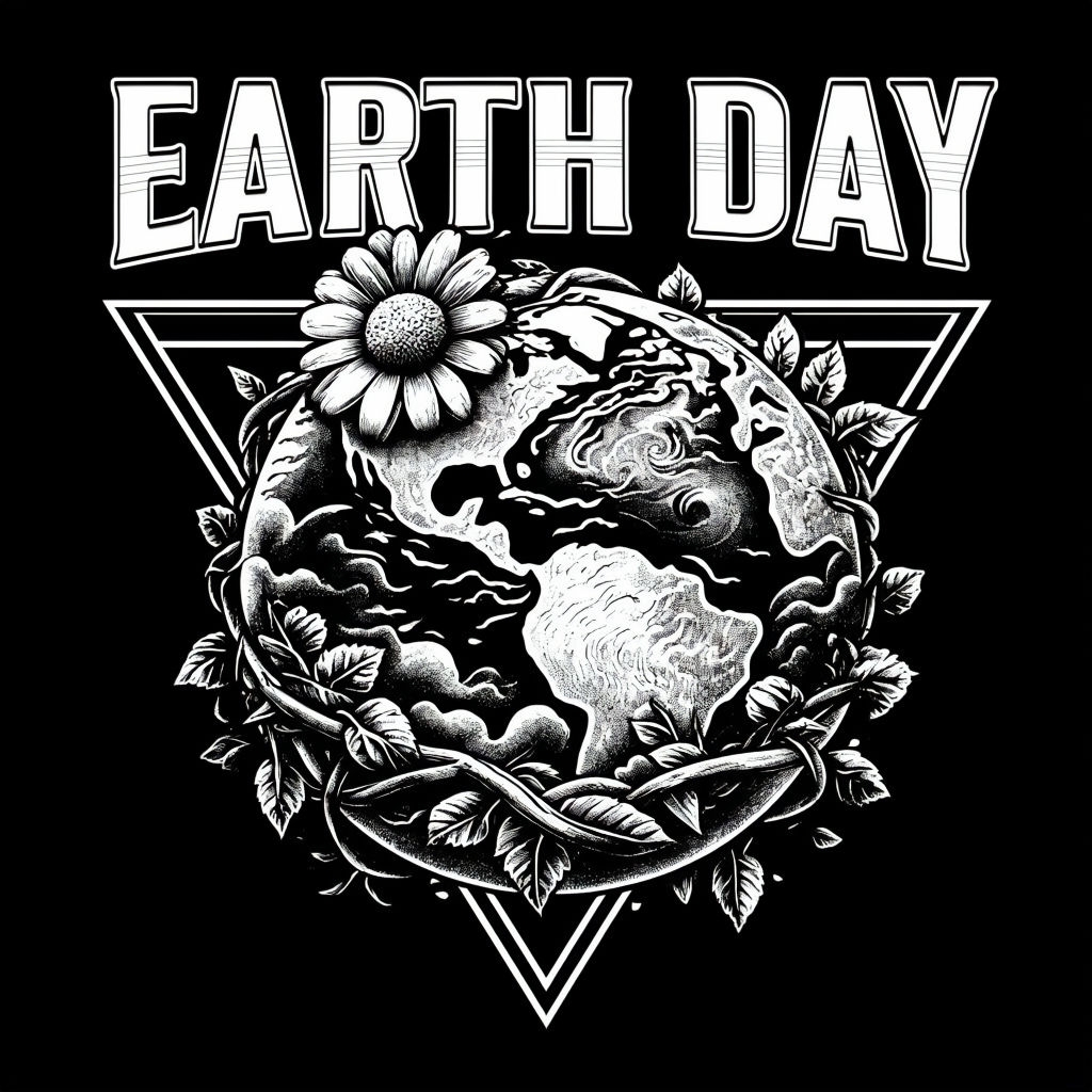 Bold Earth Day Graphic with Floral Elements T-shirt