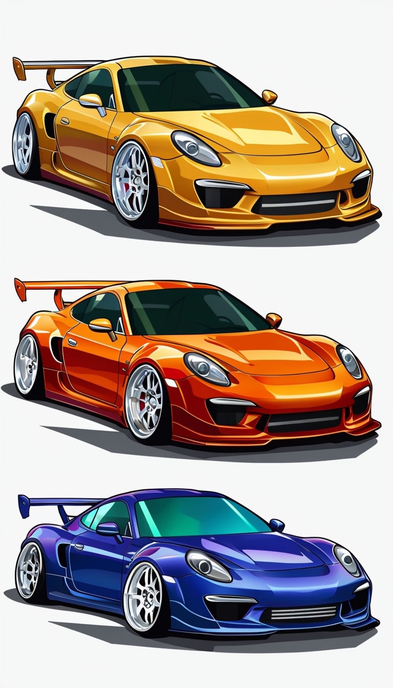 Vibrant Cartoon Sports Cars Illustration Phone Case Cover