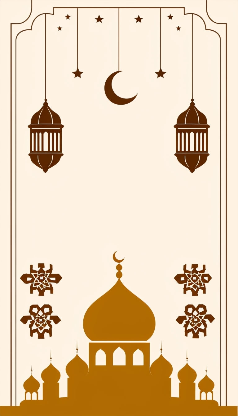 Islamic-Themed Minimalist Lanterns and Mosque Silhouette Social Media Post