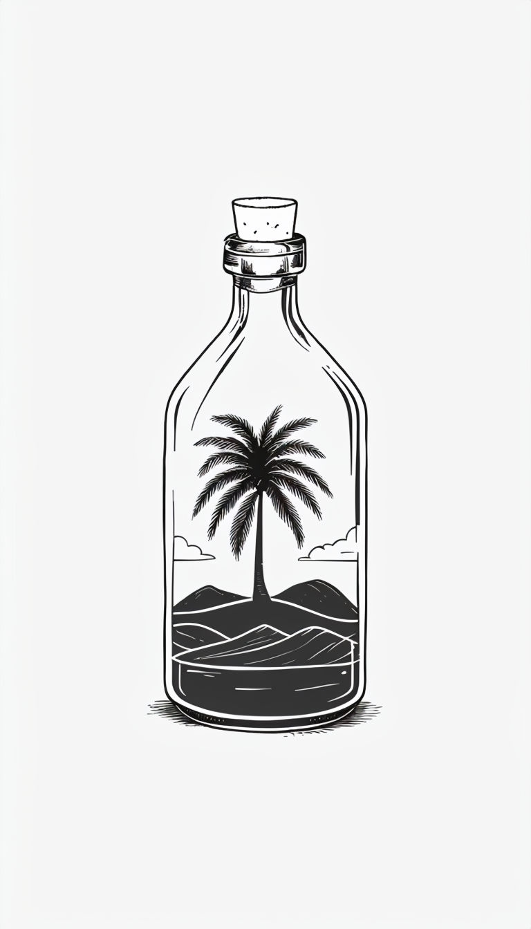 Surreal Minimalist Bottle with Tropical Landscape Phone Case Cover