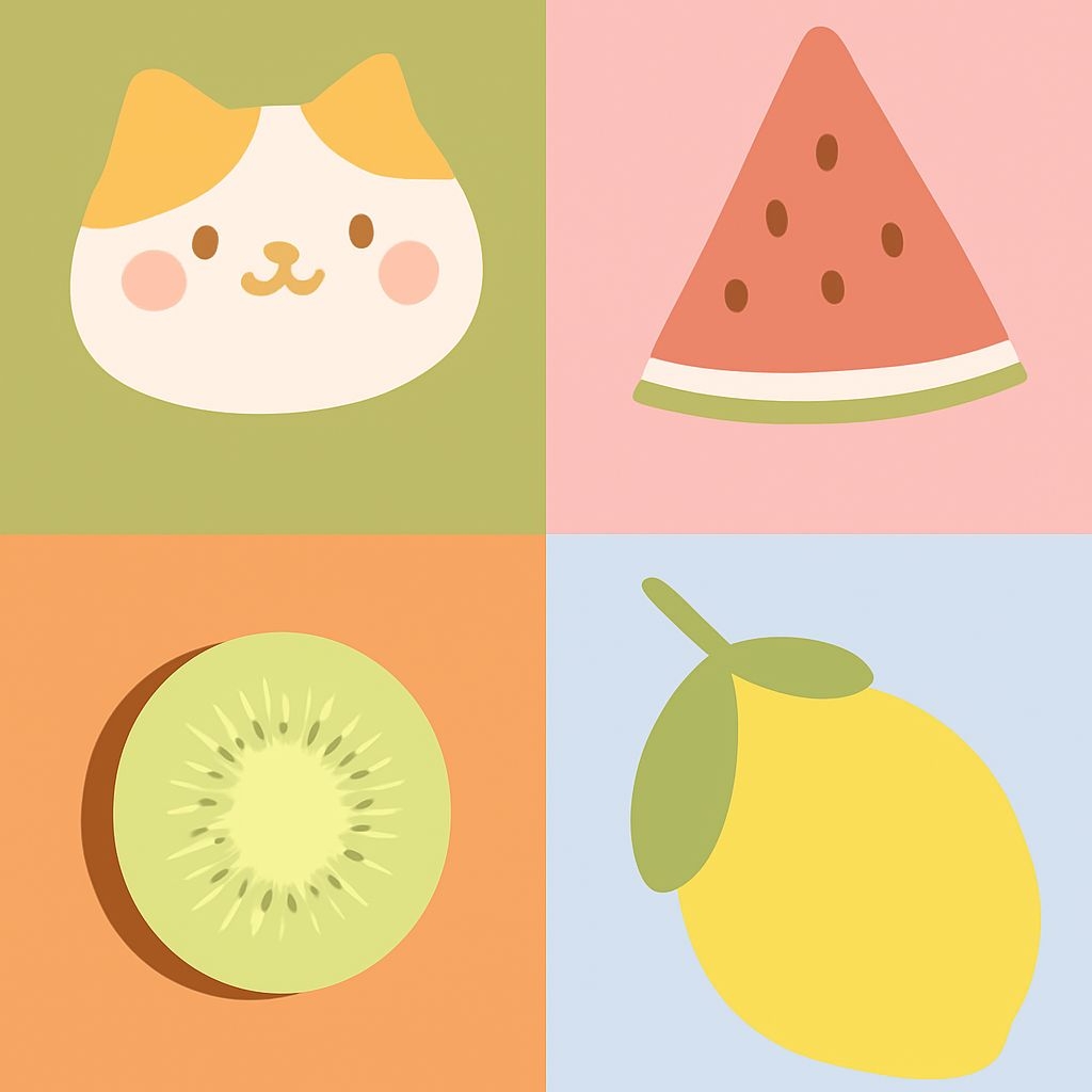 Cute Minimalist Cartoon Quad Quadrant Illustration Sticker