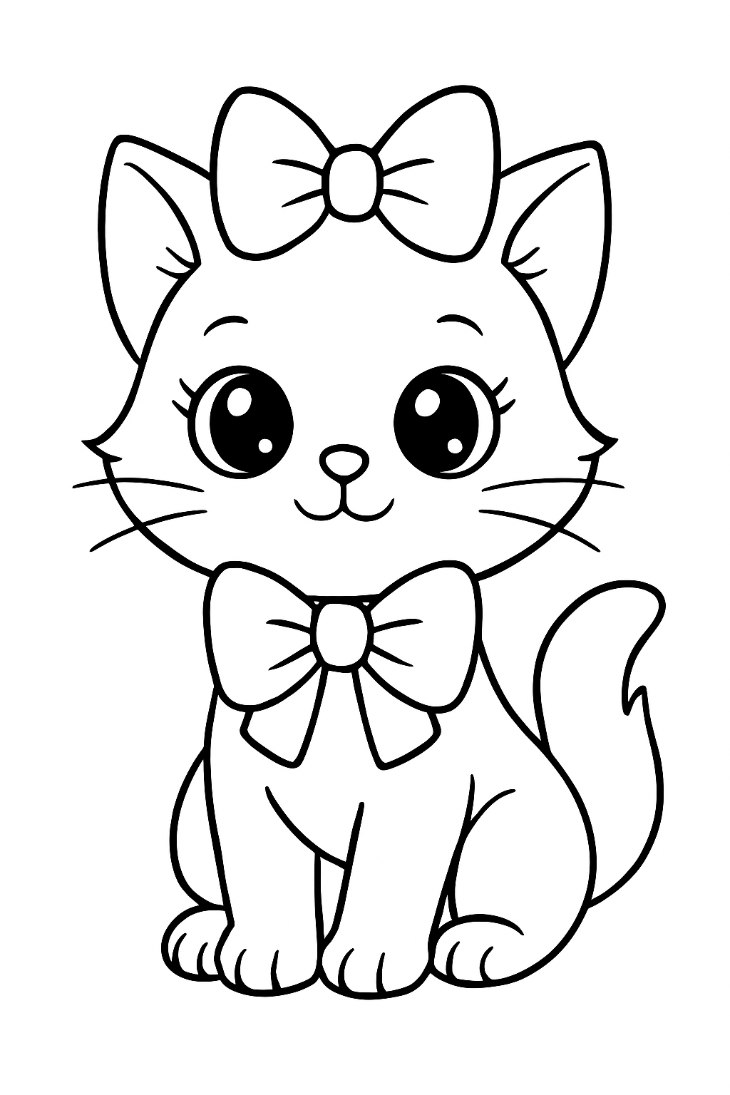 Cute Cartoon Cat Line Drawing for Coloring Book Pages