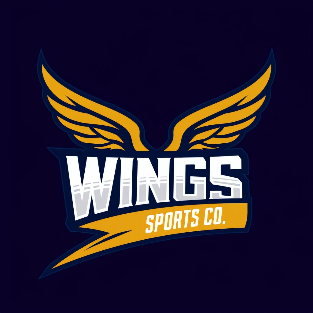 Dynamic Modern Wings Sports Logo Design on Navy Background