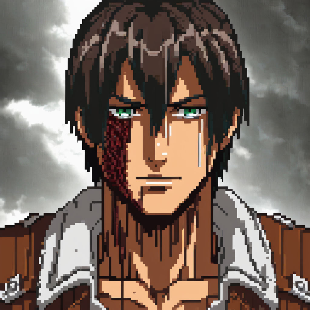 Split portrait of Eren Yeager and his Attack Titan form from... by Aziz ...