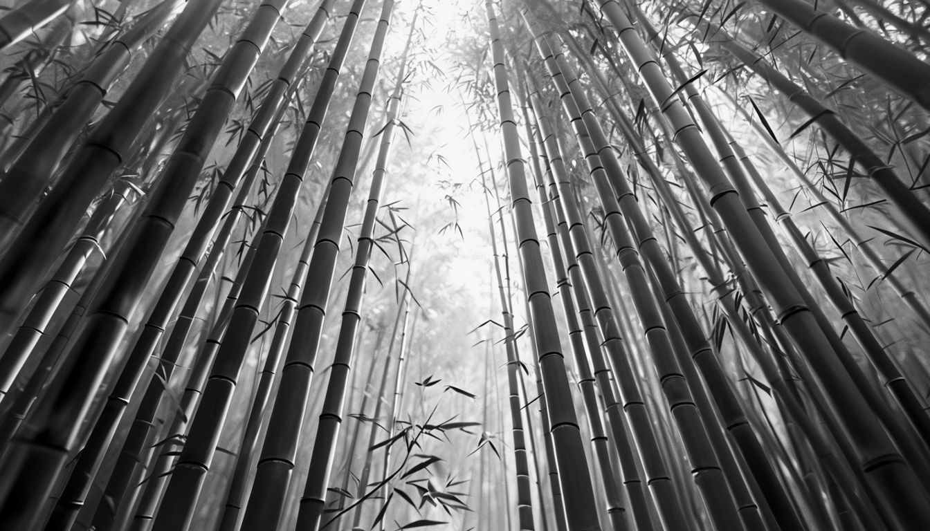 Majestic Black and White Bamboo Forest Tempera Painting Backgrounds
