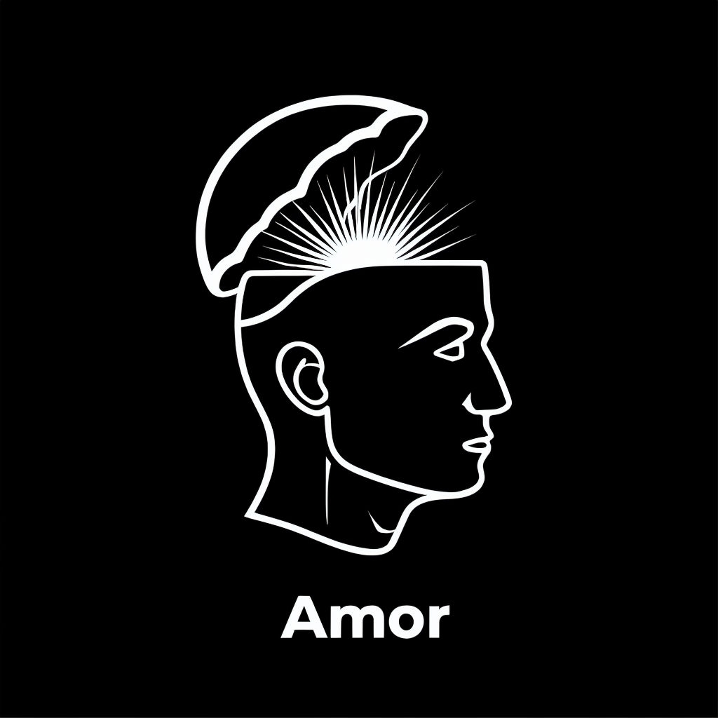 Minimalist Human Head Silhouette with Amor Typography T-Shirt